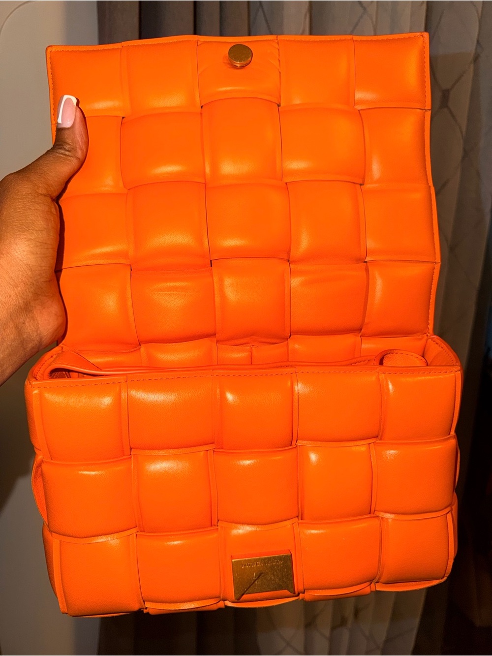 Bottega Veneta Orange Intrecciato Padded Leather Clutch - Picture 4 of 9